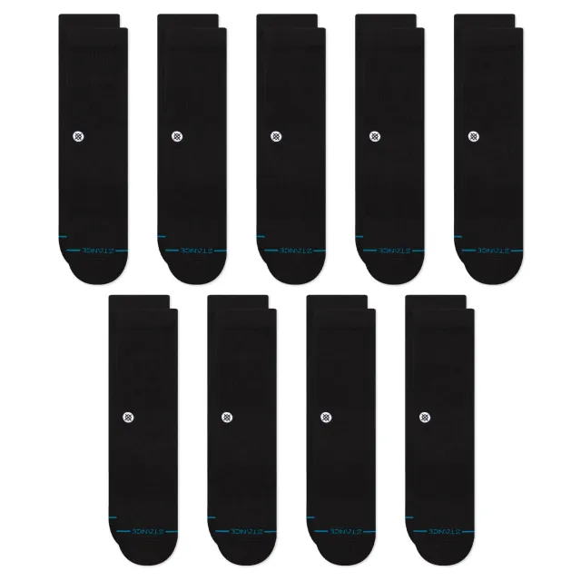 Stance Icon crew sokker sort 9-pak bomuld