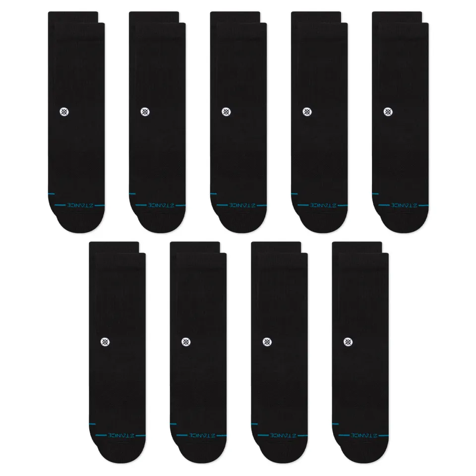 Stance Icon crew sokker sort 9-pak bomuld