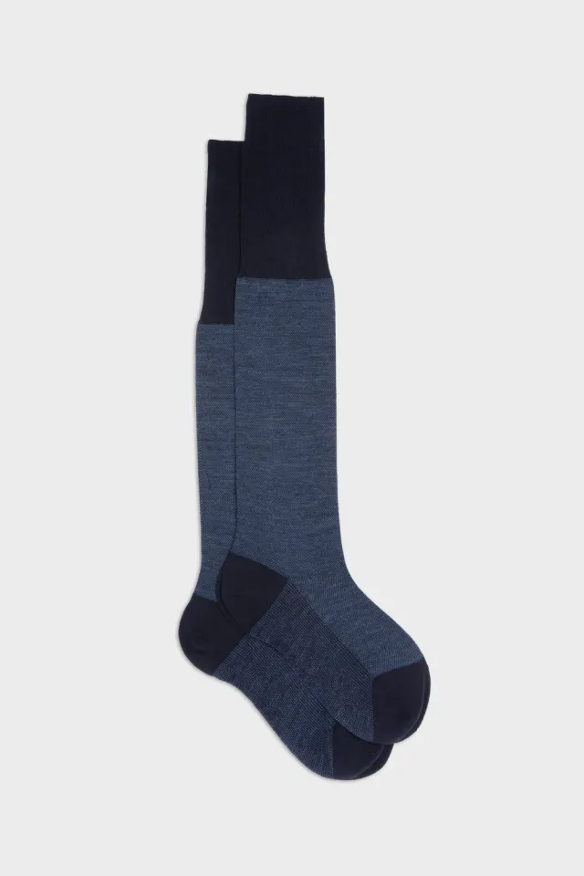Bresciani Brando herresokker blå uld pixel