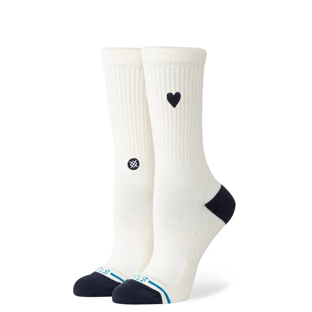 Stance Heart crew strømper creme bomuld
