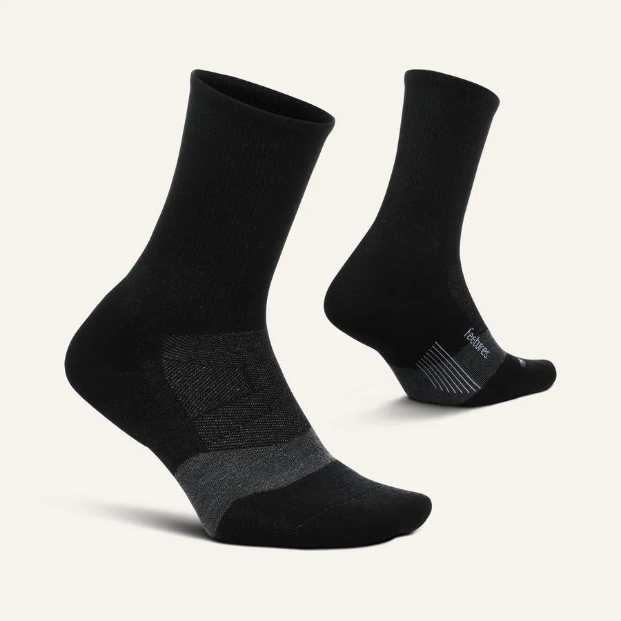Feetures Merino 10 Cushion Mini Crew løbesokker Charcoal merinould