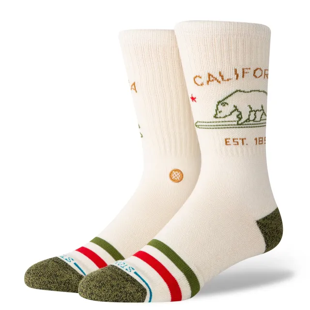 Stance California Republic 2 Crew strømper offwhite bomuld