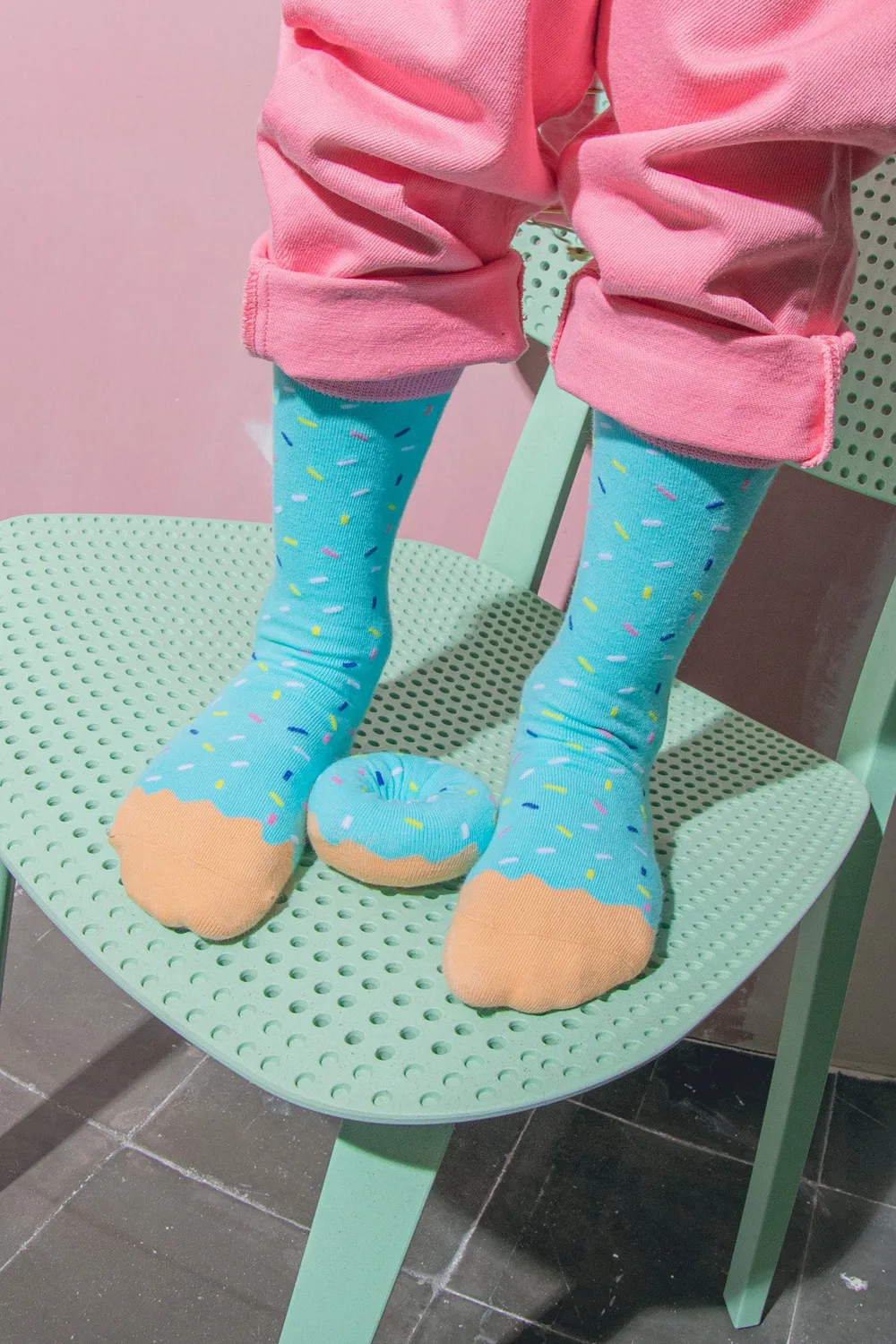 Eat My Socks Joe's Donut Kids Blue børnesokker i bomuld