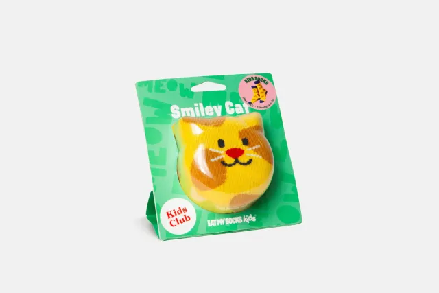 Eat My Socks Smiley Cat børnesokker blød bomuld