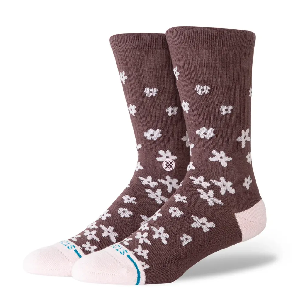 Stance Floral Dreams Crew strømper brun bomuld blomst