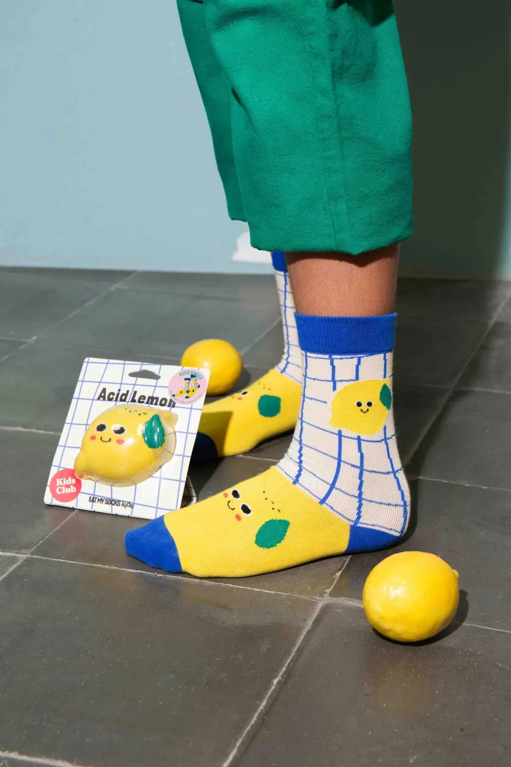 Eat My Socks Acid Lemon Kids børnestrømper citron 1 par