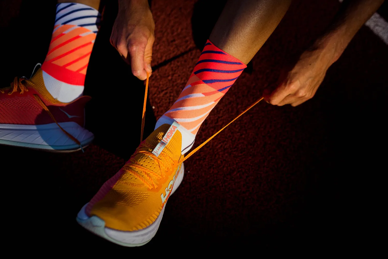 Incylence Running Diagonals løbestrømper orange inferno