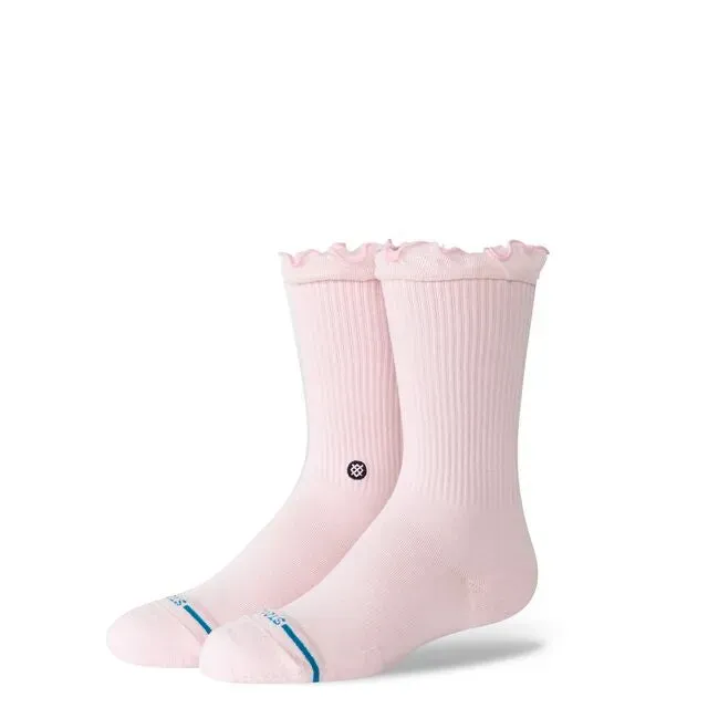 Stance Kids Ruffle Icon crew-sokker pink flæsekant