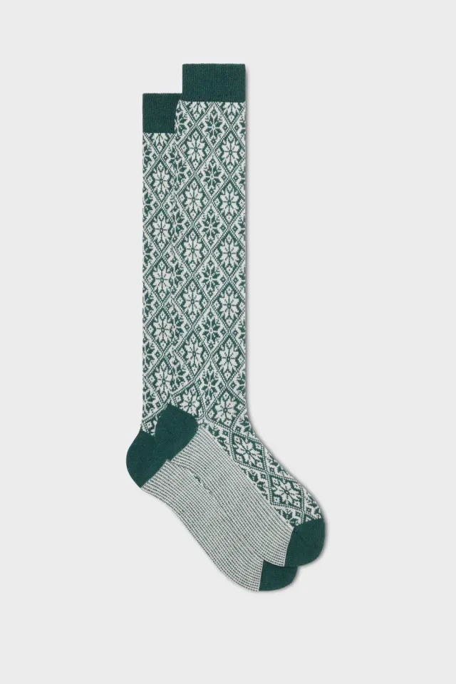 Bresciani Astrum herresokker green-white uldmix