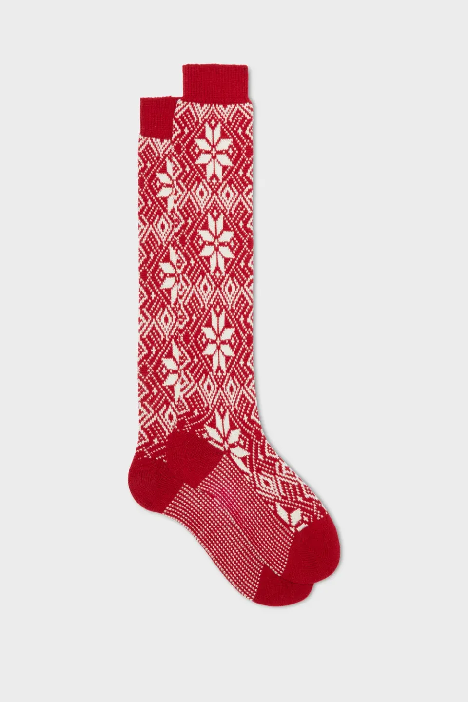 Bresciani Essentials Borea strømper rød-hvid uld