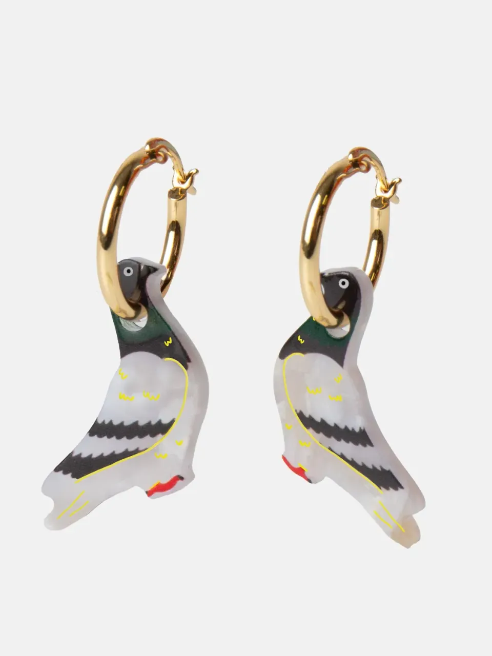 Eat My Socks Pigeon øreringe 18k guld