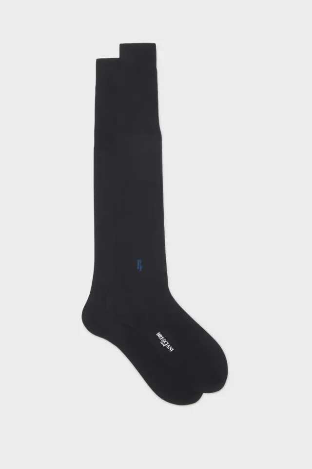 Bresciani Essentials Monogramma herresokker blå bomuld