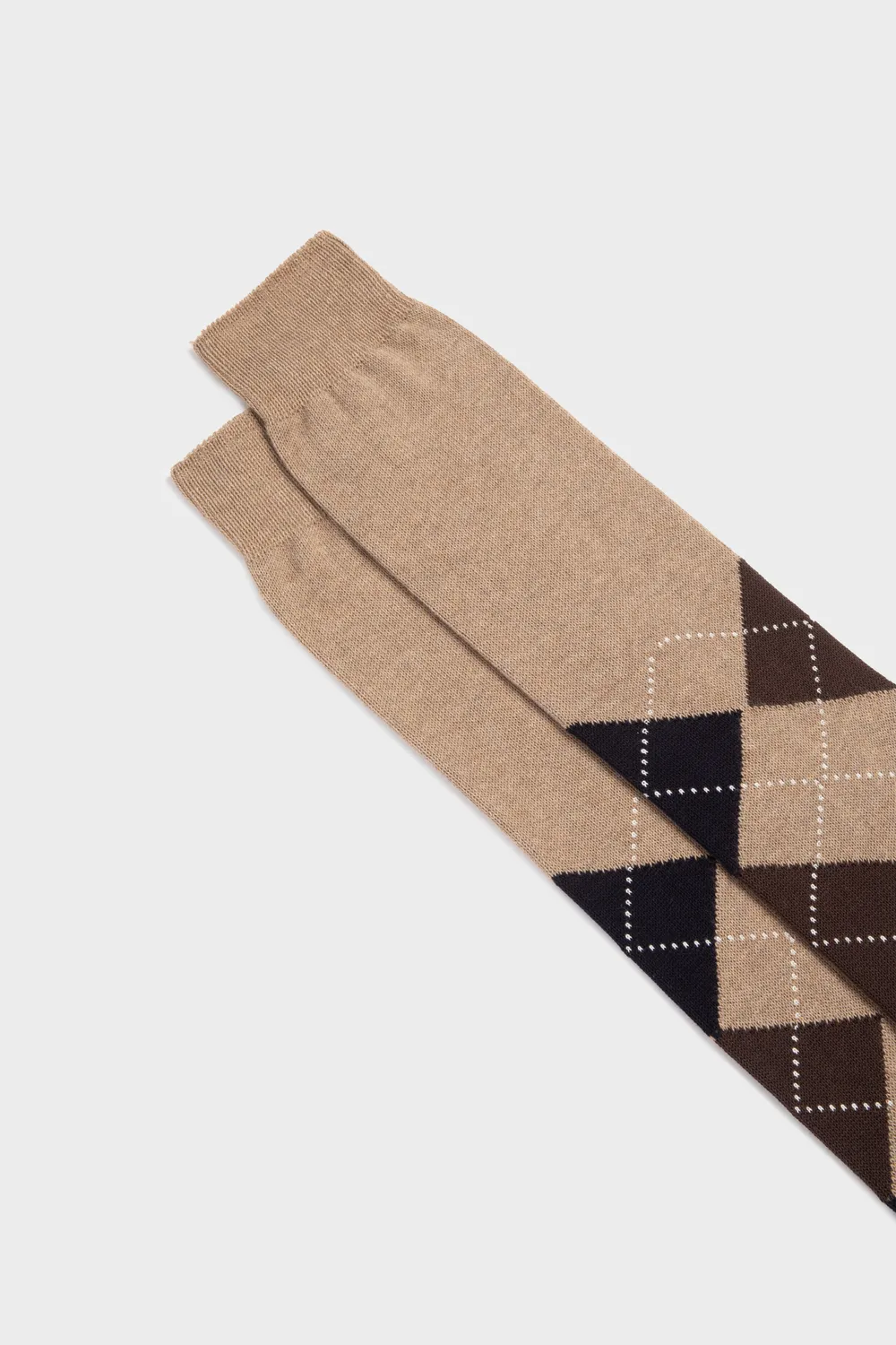 Bresciani Essentials Luca strømper beige argyle bomuld