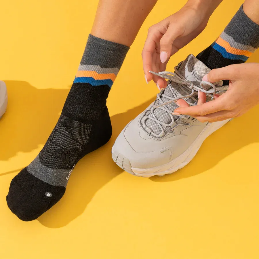 Feetures Merino 10 Cushion Mini Crew uldsok Switchback Charcoal
