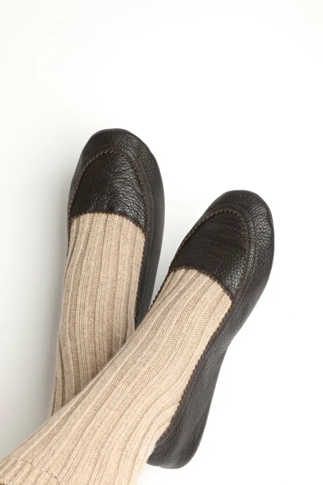Bresciani Luxury slippers cashmere-læder beige