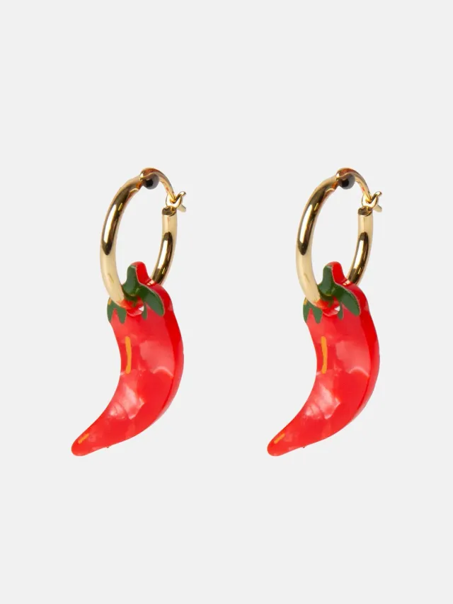 Eat My Socks Chilli øreringe forgyldt chili