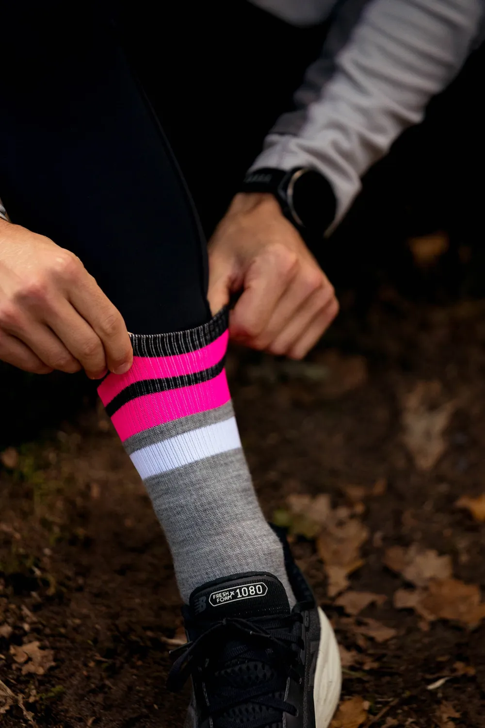 Incylence Merino Strive løbestrømper light grey pink varm