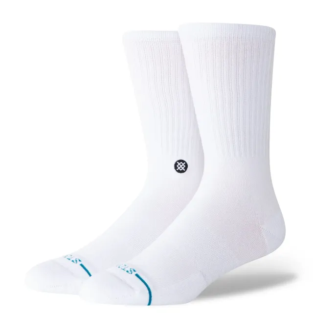 Stance Icon Crew strømper hvid – kæmmet bomuld