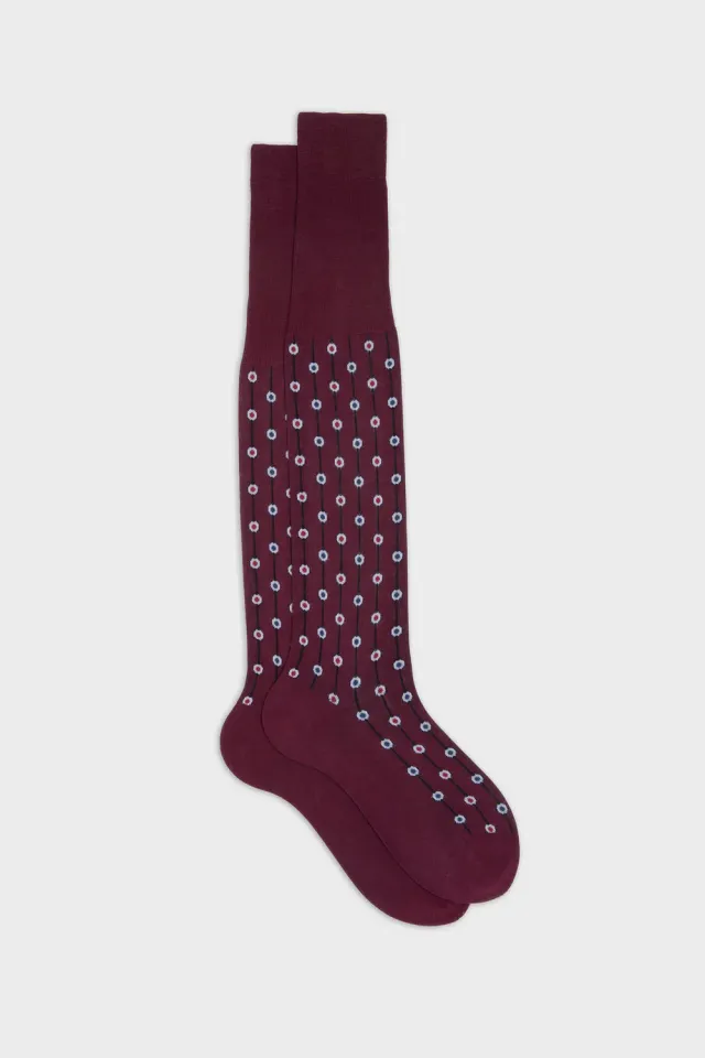 Bresciani Essentials Pavone strømper bordeaux bomuld