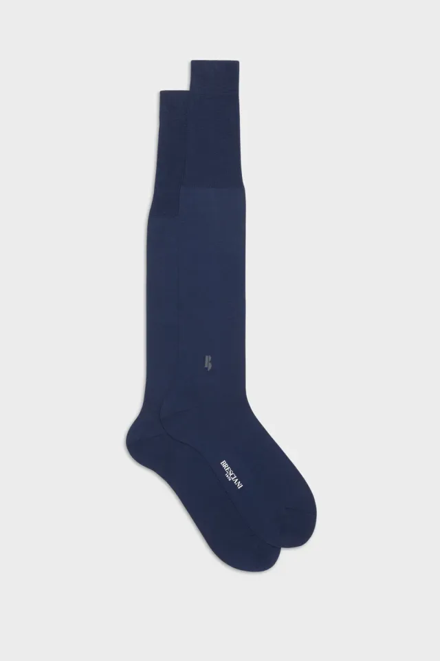 Bresciani Monogramma herresokker blue-grey bomuld logo