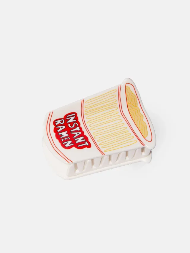 Eat My Socks Instant Ramen hårklemme nudel-design