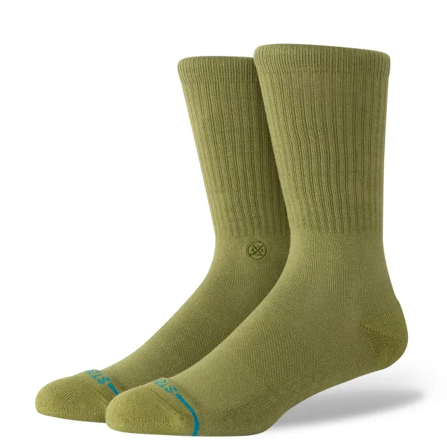 Stance Icon Crew strømper 6-pak oliven bomuld