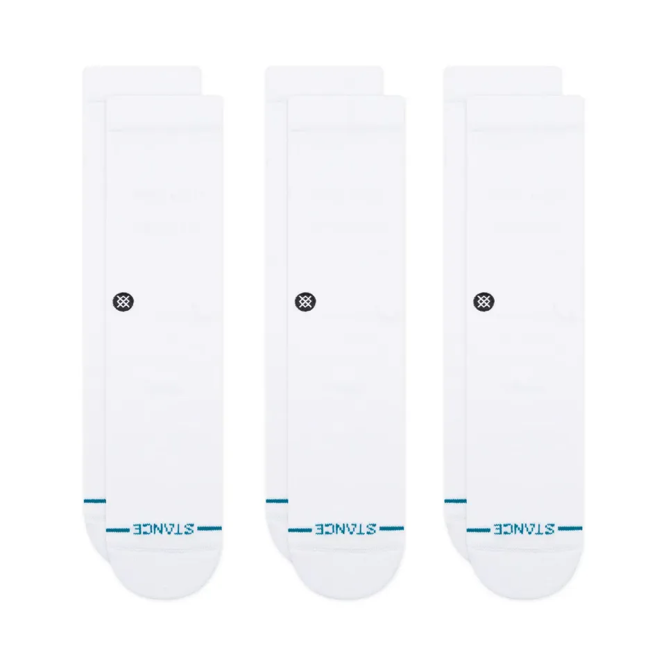 Stance Icon Crew strømper 3-pak hvide bomuld