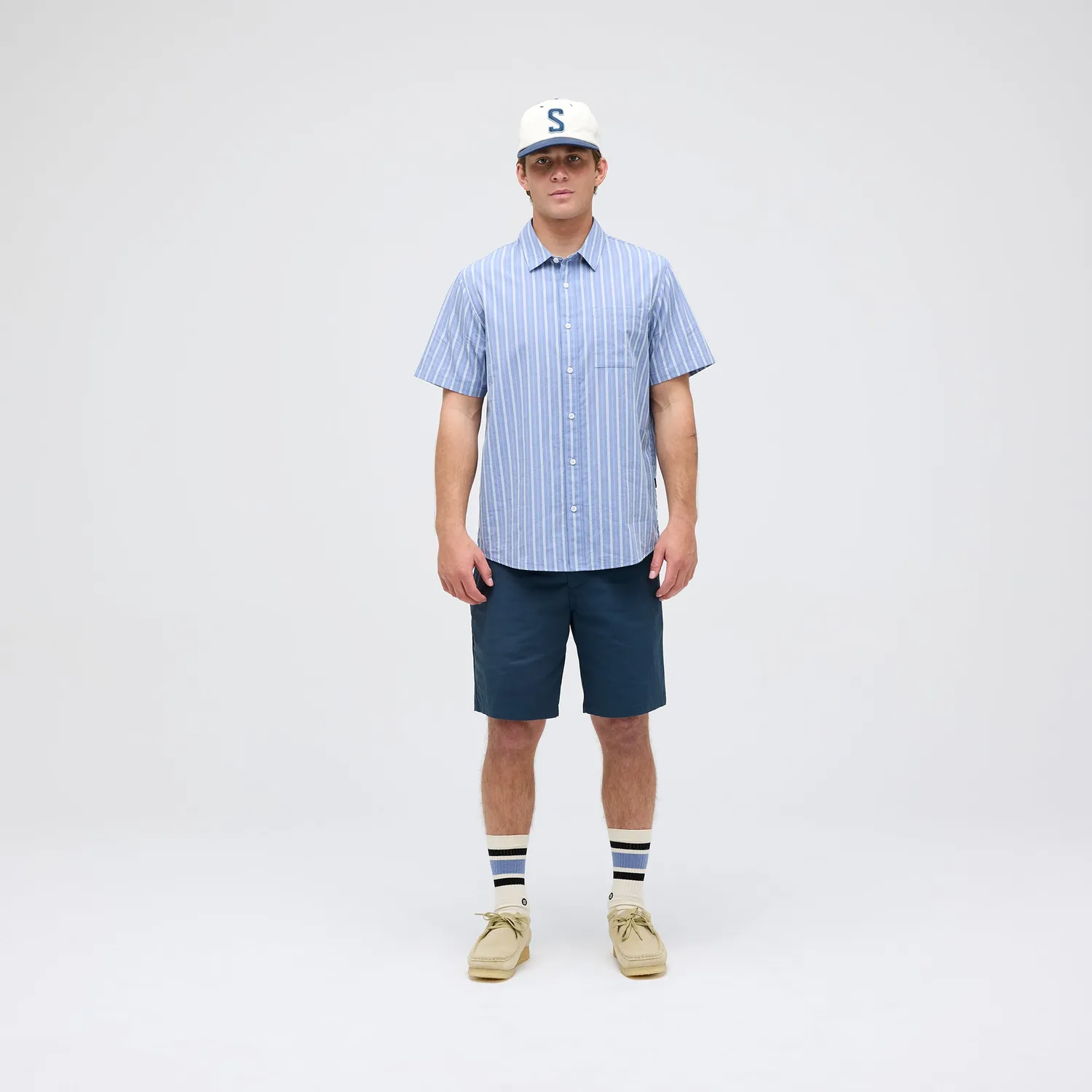 Stance Bales Button Up skjorte stone blue økologisk bomuld