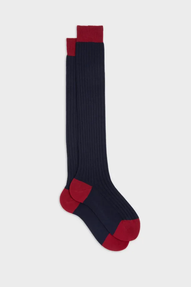 Bresciani Essentials Elia sokker navy uld kontrast