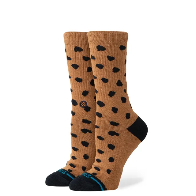 Stance Leopard Crew sokker brun bomuld