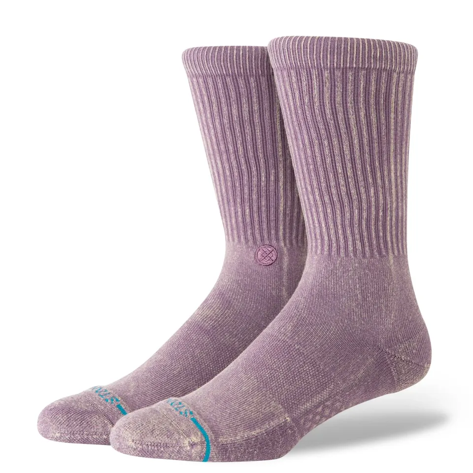 Stance Icon Dyed Crew strømper plum – bomuld