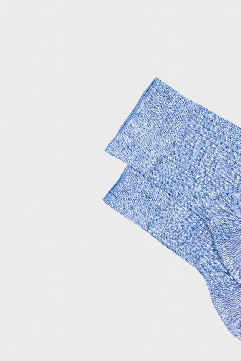 Bresciani Sara strømper hør blå ribstrik dame