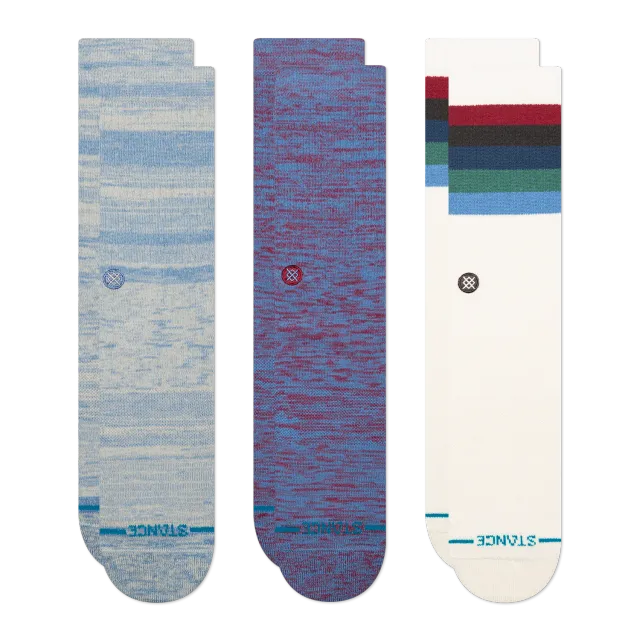 Stance Marled and Maliboo Crew strømper blå 3-pak