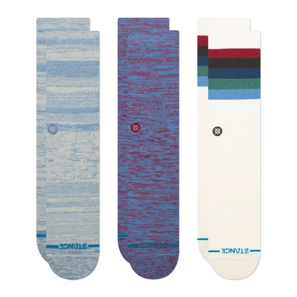 Stance Marled and Maliboo Crew strømper blå 3-pak