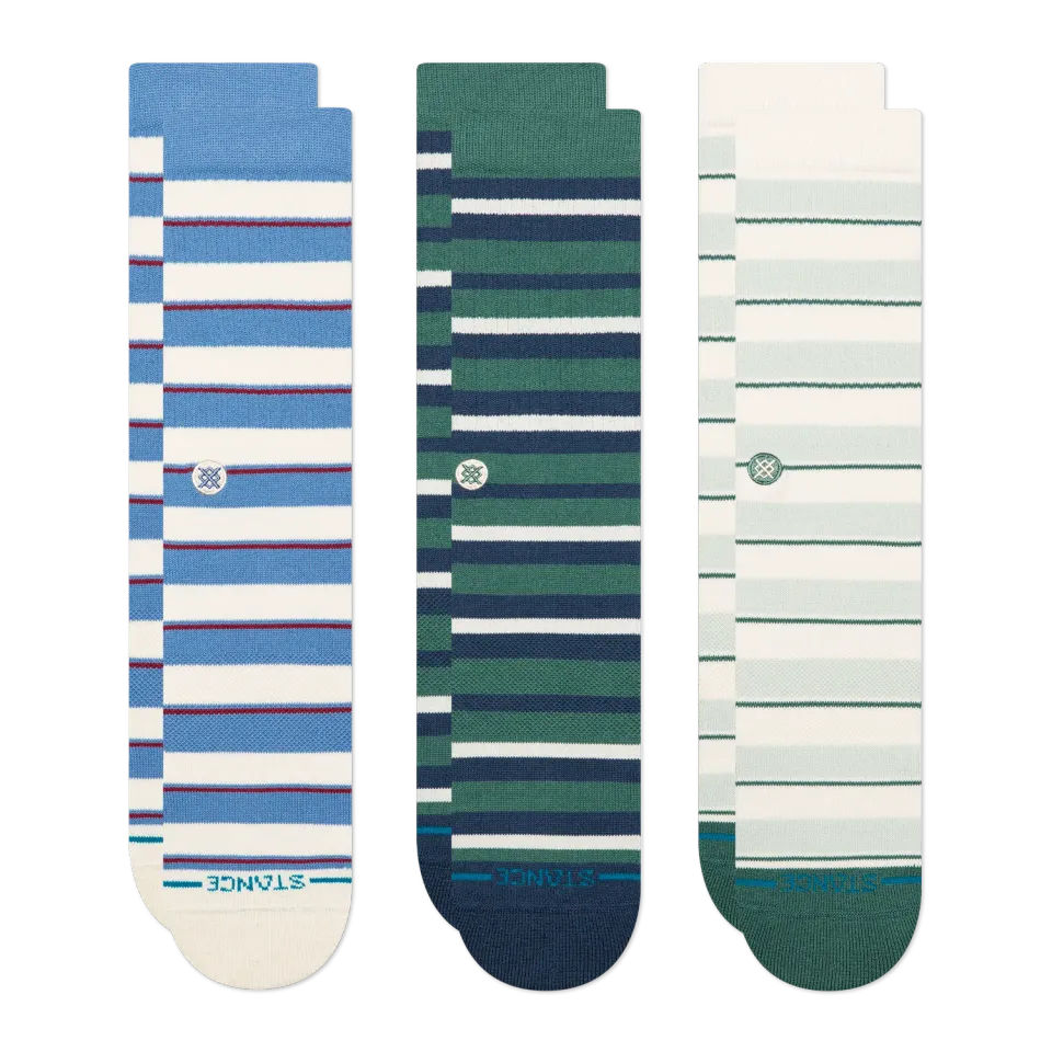 Stance Striped Crew strømper blå 3-pak – medium polstring