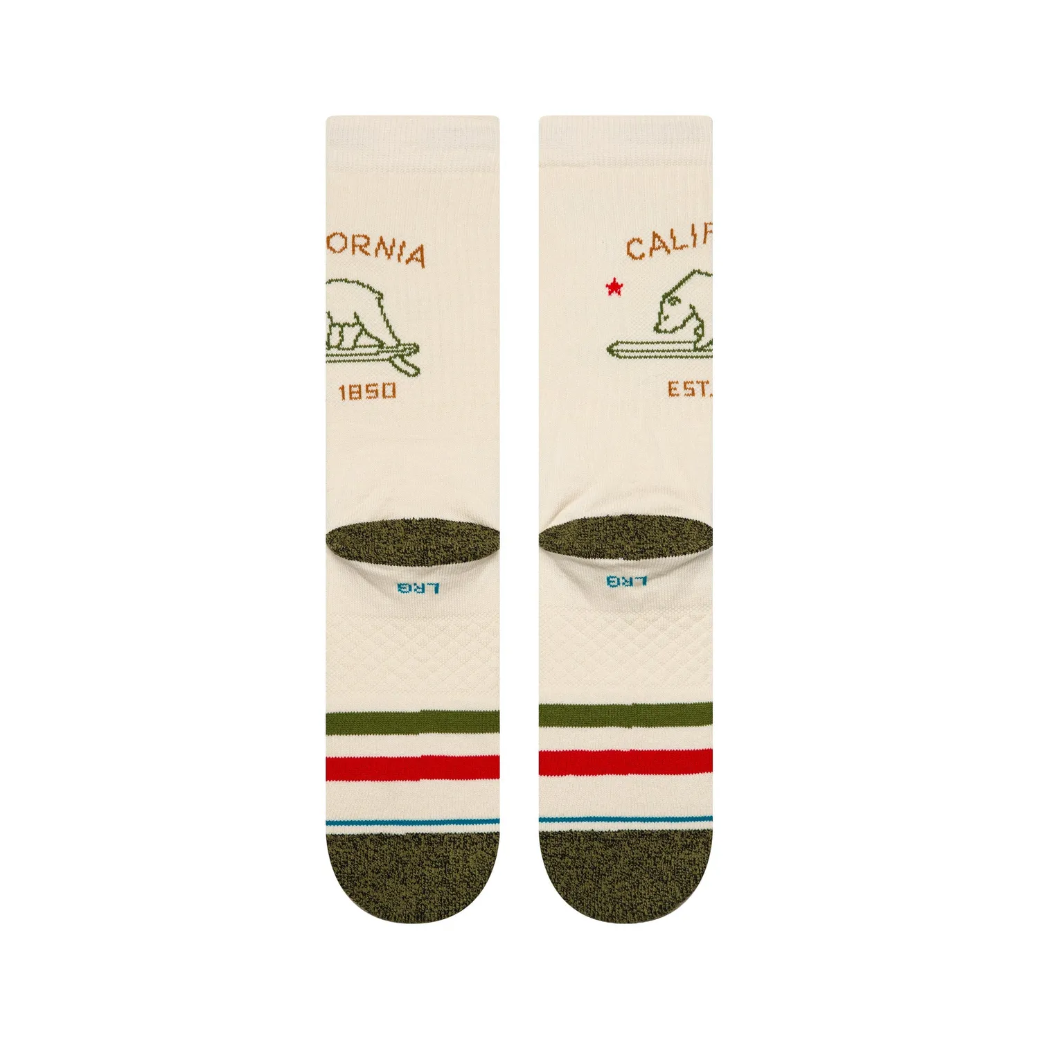 Stance California Republic 2 Crew strømper offwhite bomuld