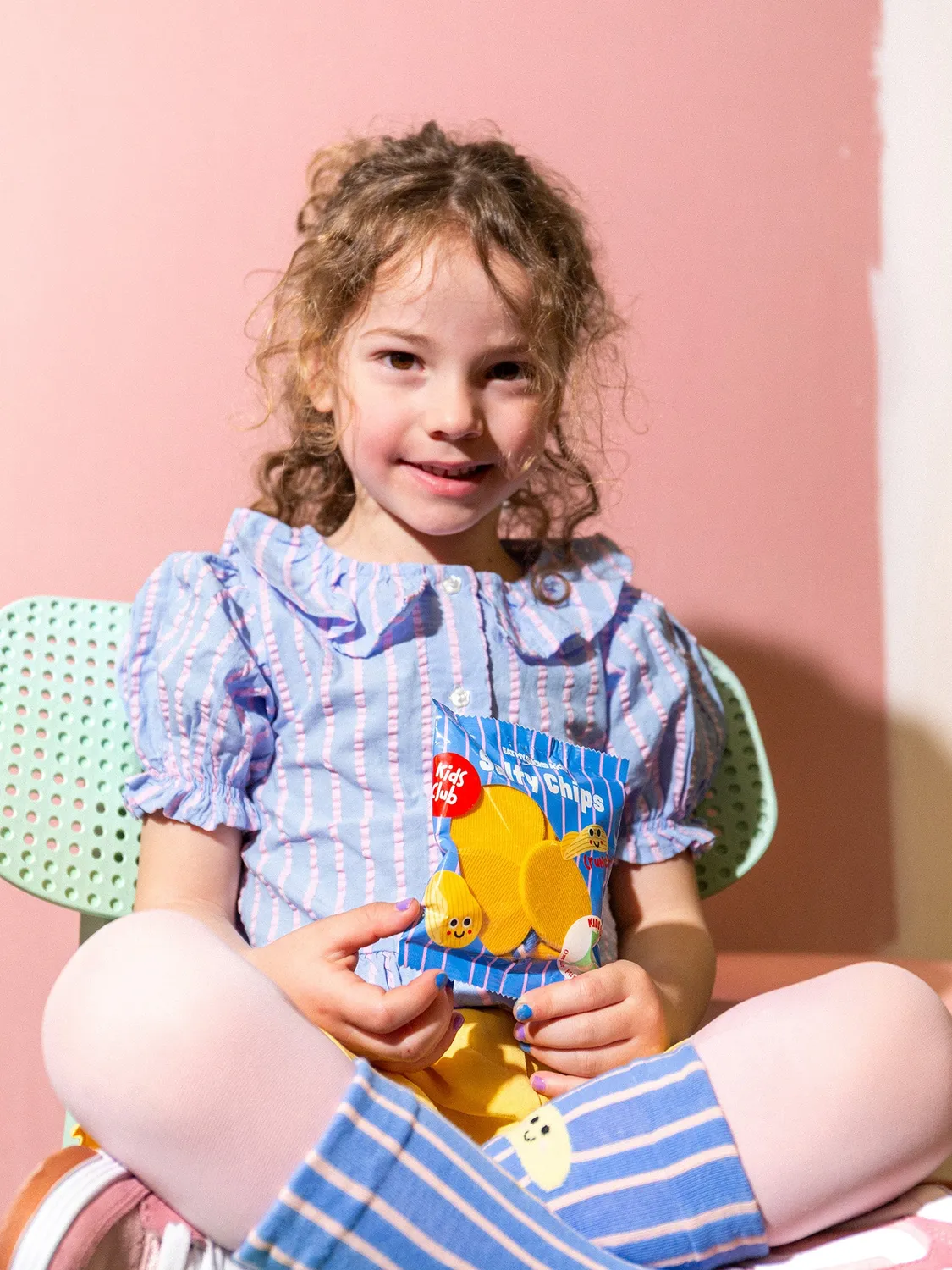 Eat My Socks Blue Salty Chips Kids sokker 1 par bomuld