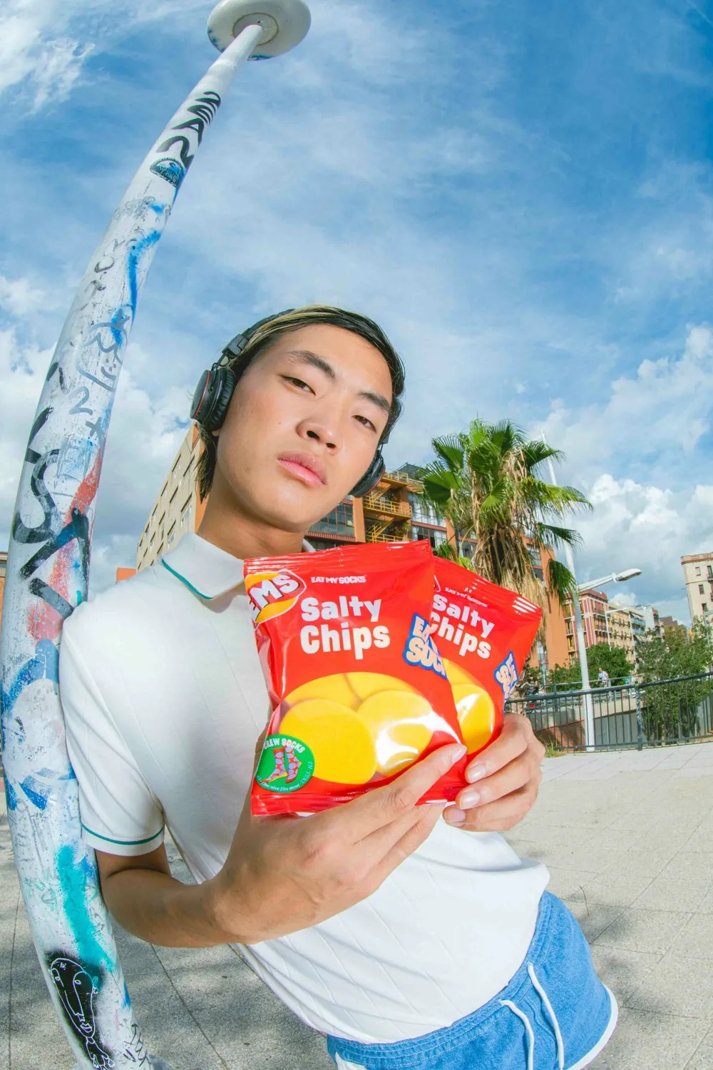 Eat My Socks Salty Chips Red sokker snackæske bomuld