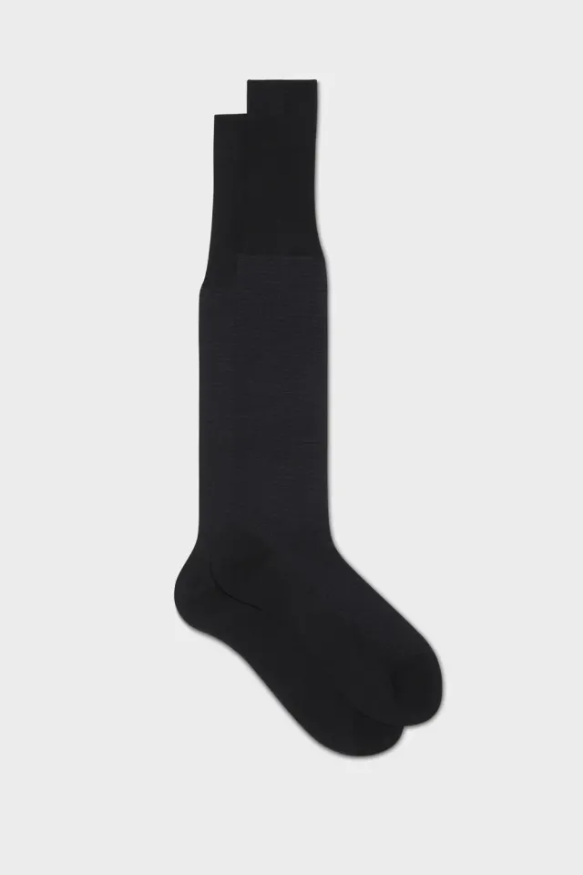 Bresciani Essentials Leo strømper sort pied-de-poule bomuld