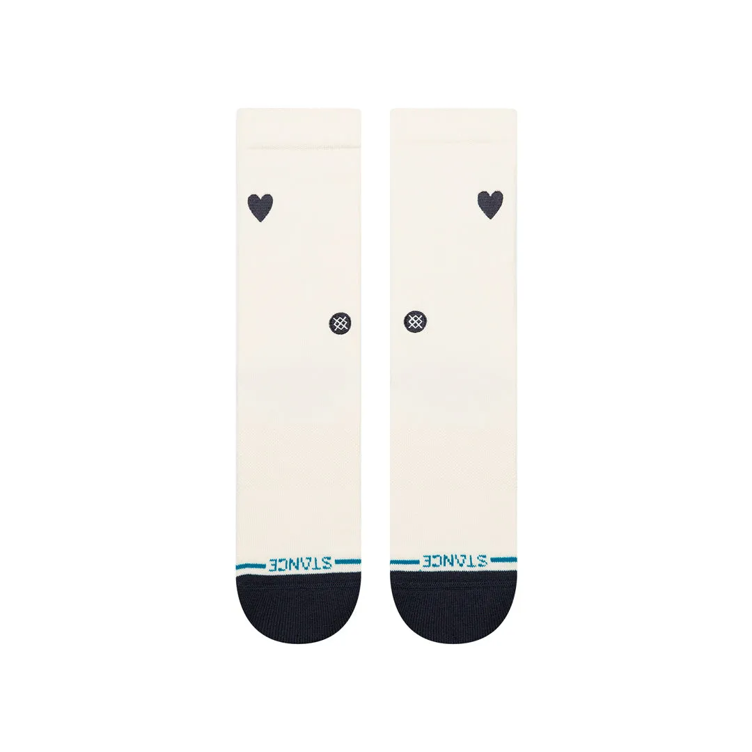 Stance Heart crew strømper creme bomuld