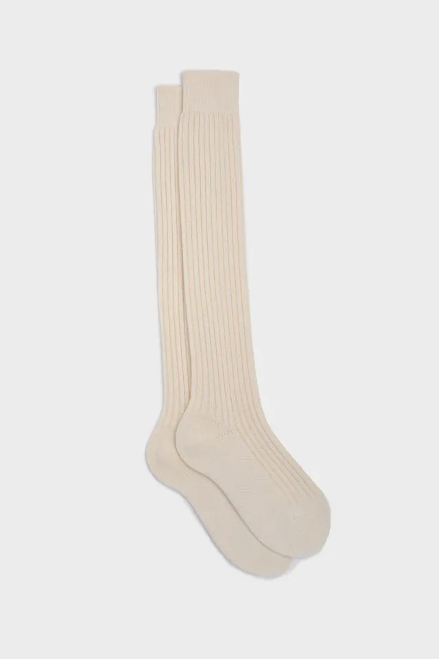 Bresciani Essentials Teo strømper off white uld