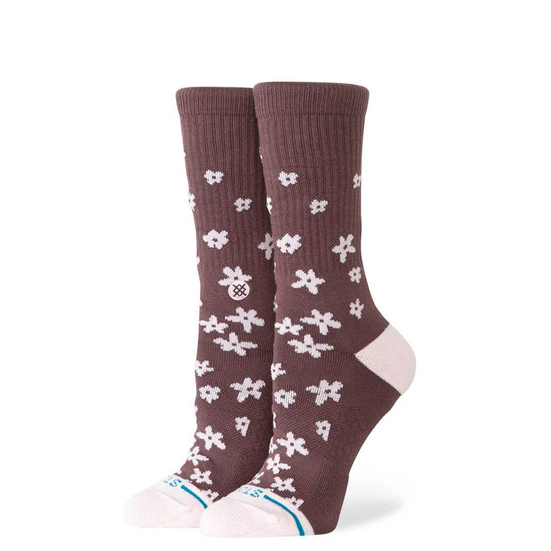 Stance Floral Dreams Crew strømper brun bomuld blomst