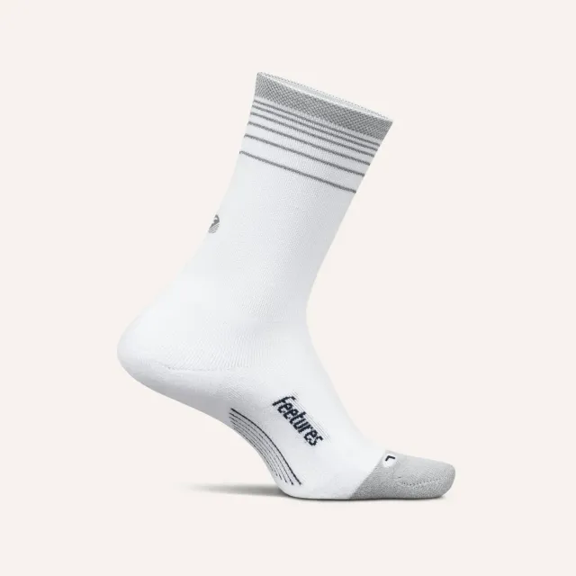 Feetures Elite Light Cushion Reflective Mini Crew løbestrømper White synlig