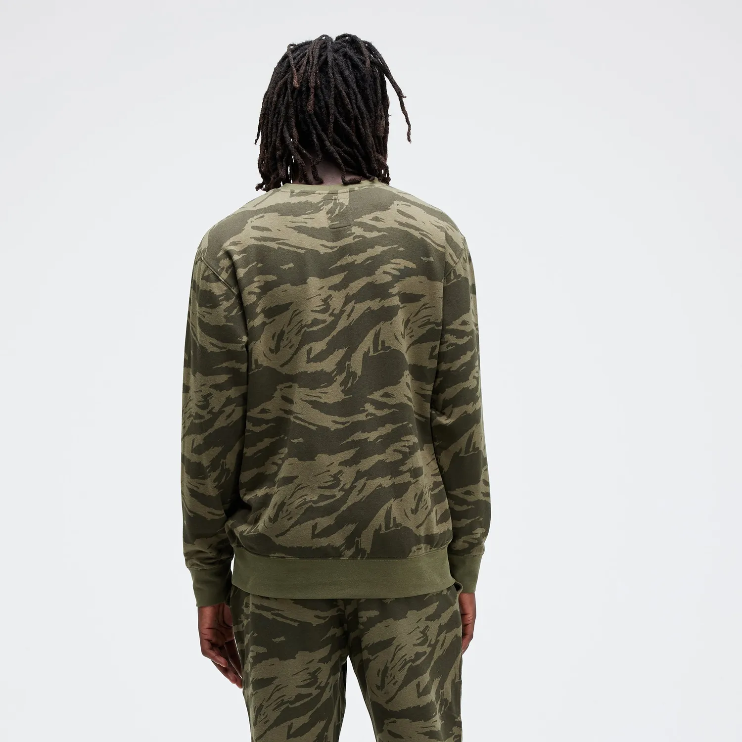 Stance Shelter Crew sweatshirt Green Camo børstet fleece