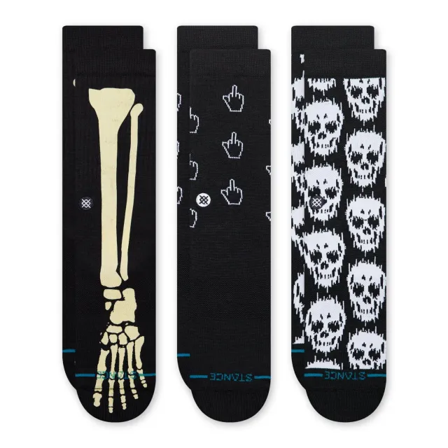 Stance Skull Crew strømper sort 3-pak – polstret