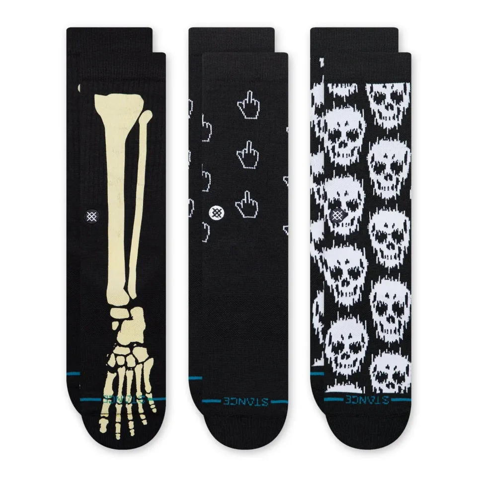 Stance Skull Crew strømper sort 3-pak – polstret