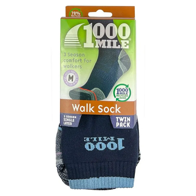 1000 Mile 2277 vandresokker dame enkeltlag 2-pak polstret