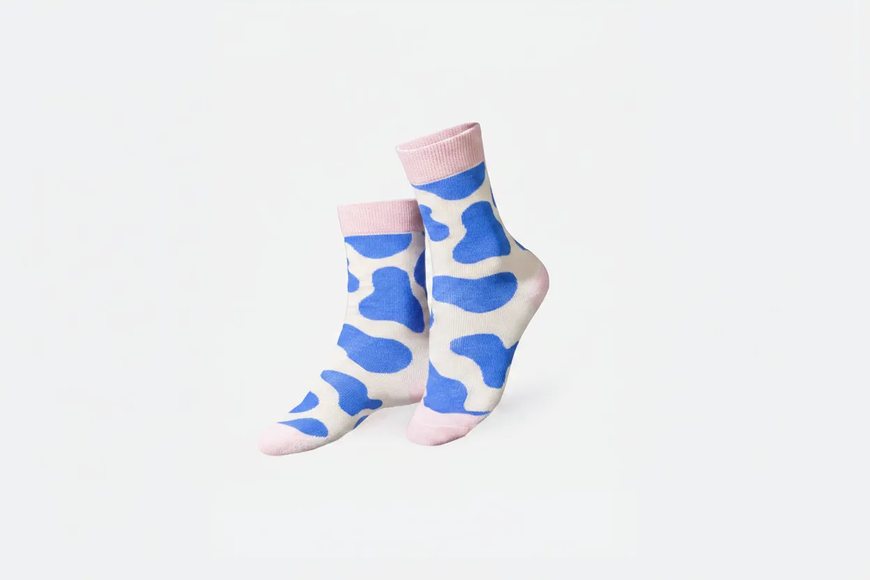 Eat My Socks Milk Kids børnestrømper mælkekarton blå