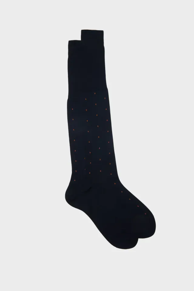 Bresciani Essentials Renato herre strømper navy-orange bomuld