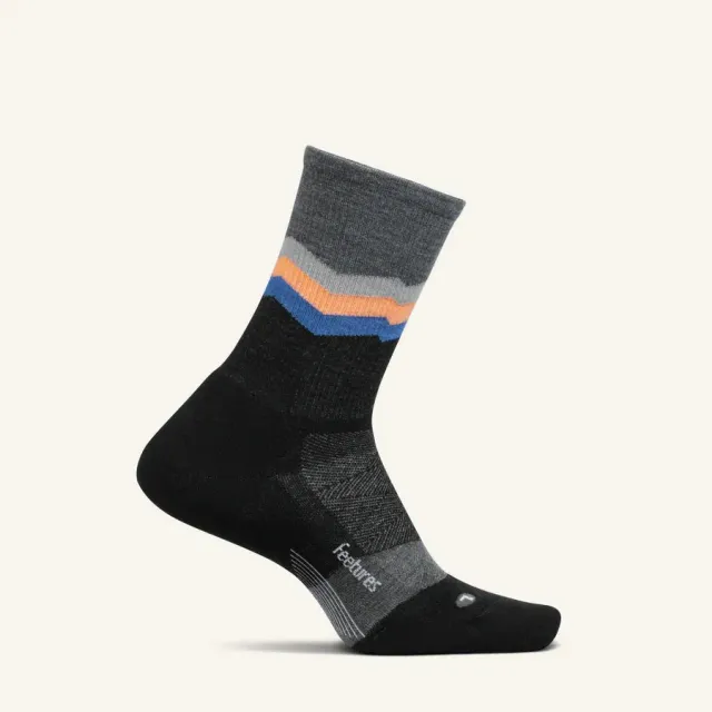 Feetures Merino 10 Cushion Mini Crew uldsok Switchback Charcoal
